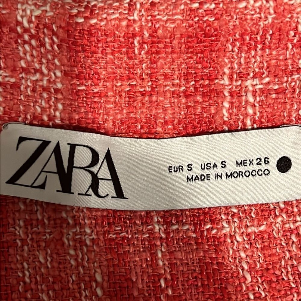 Zara Pink/White Tweed Woven Shirt Shacket Size S - Picture 11 of 12